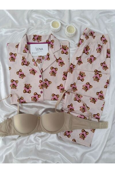 Lena Homewears Set de pijamale Berlin K tricotaj cu striații cu model cu lenjerie de corp pentru femei