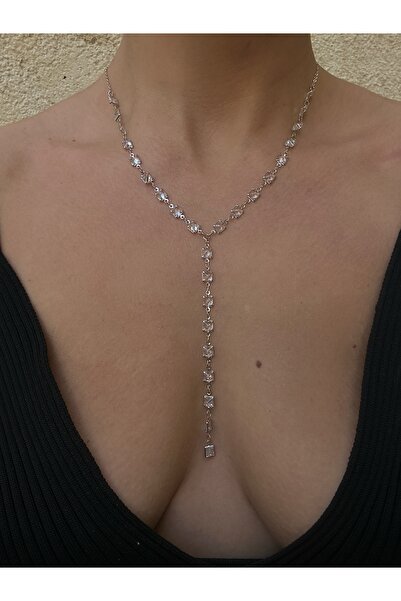 pop up store Baget Taş Gümüş Renk Y Kolye