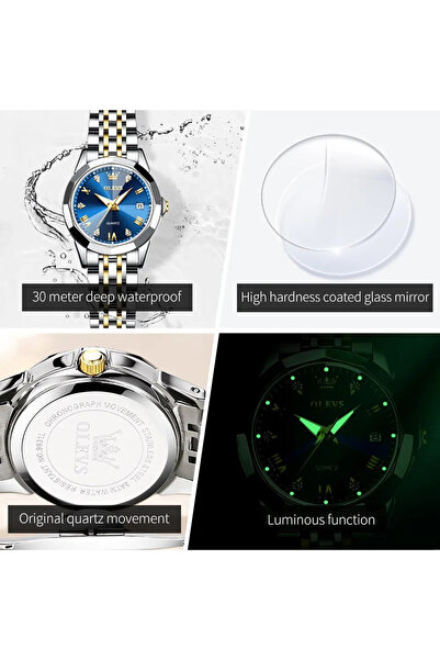 OLEVS Ceas de dama CS1575, otel inoxidabil, argintiu, cadran alb