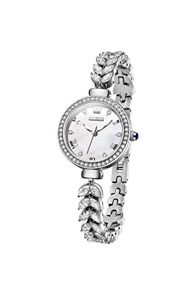 OLEVS Ceas de dama CS1614, otel inoxidabil, argintiu, cadran alb