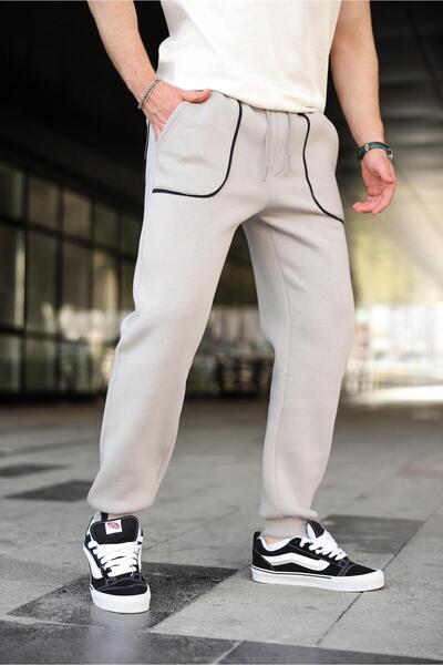 Madmext Βαμμένο γκρι ριγέ Jogger Sweatpants E6581