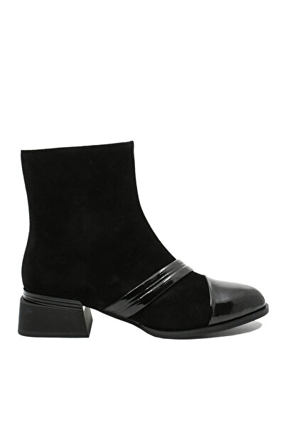 Anna Viotti Ghete înalte pentru femei, piele întoarsă neagră cu detalii lăcui...