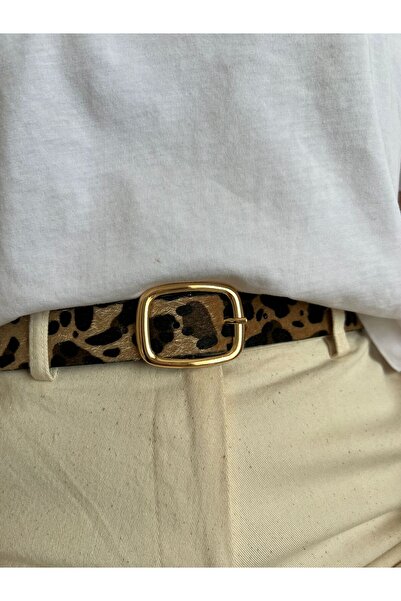 Eksibir Leopar Desenli Kadın Kemeri pantolon Kemeri Elbise Kemeri