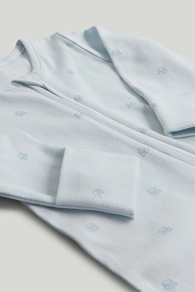 MOTHERCARE 2 Pack Blue Zip-Up Sleepsuits