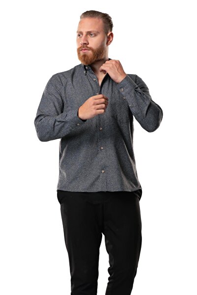 Eliş Şile Bezi Довгий рукав Дроворуб Чоловічий бавовняний осінньо-зимовий сорочка Качка нога Фума 4048