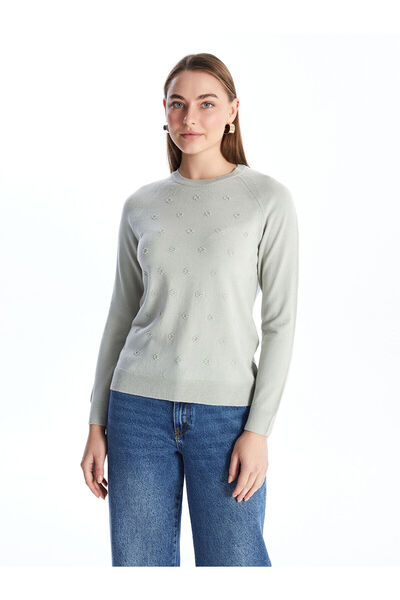 LC Waikiki Crew Neck Self Patterned Long Sleeve Women's Knitwear Sweater