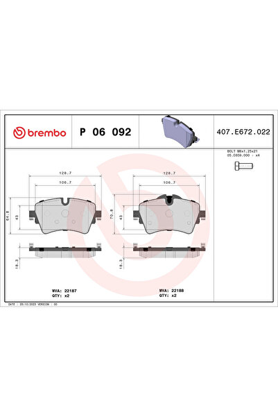 Brembo Set Placute Frana Frana Disc Bmw 1/2 Active Tourer/2 Gran Tourer Bmw (...