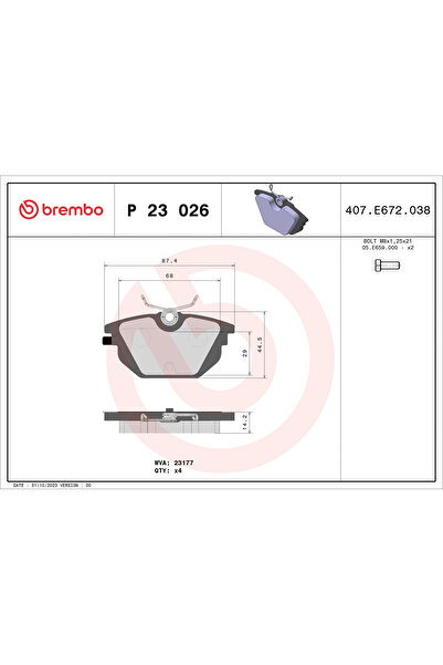 Brembo Set Placute Frana Frana Disc Alfa Romeo 155/33 Fiat Tipo/Uno