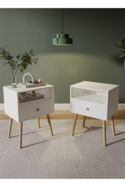 VariFurnx 45*35*60cm Nightstand with Drawer Home Bedside Table 2-Tier Modern Nightstands End Coffee Table