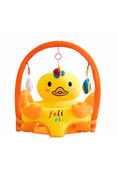 OEM Plush Baby Armchair with Backrest and Toy Arch - Duck, 53 cm, Yellow