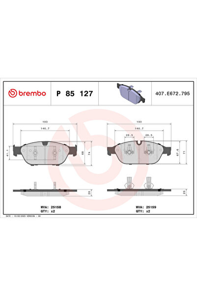 Brembo Set Placute Frana Frana Disc Audi A6 Allroad C7/A6 C7/A7 Audi (Faw) A6...