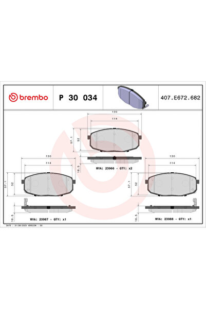 Brembo Комплект дискови спирачни накладки Hyundai I30 Kia Carens 1 Microbus/C...