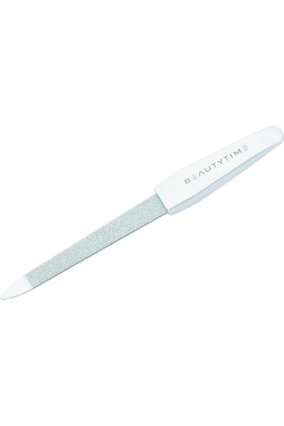 Beautytime Sapphire Nail File - Small Travel Size, Dual-Sided Grit, White