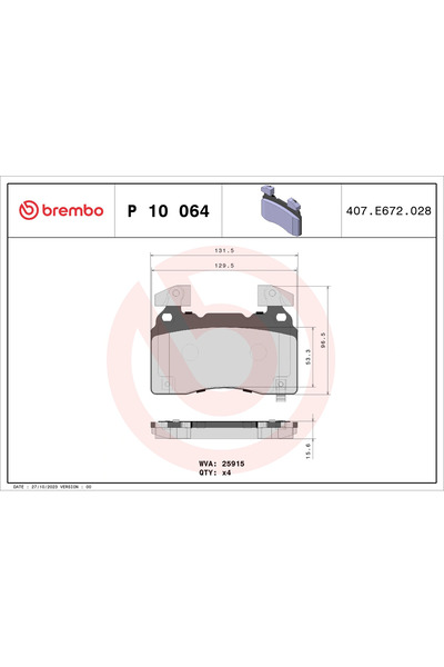 Brembo Set Placute Frana Frana Disc Cadillac CT6/Cts/Xts Chevrolet Camaro/Cor...