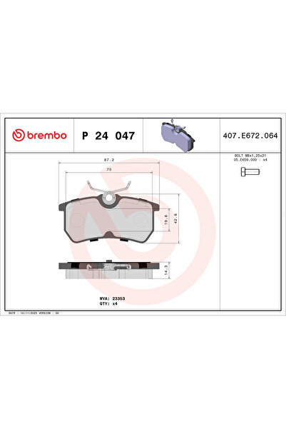 Brembo Set Placute Frana Frana Disc Ford Fiesta 5/Fiesta 6/Fiesta Limuzina Fo...