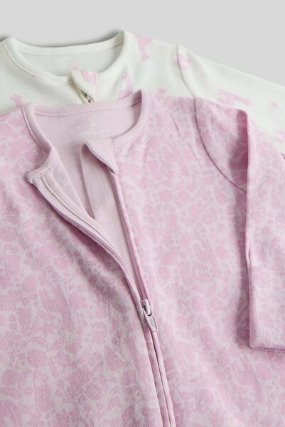 MOTHERCARE 2 Pack Giraffe Footless Zip-Up Sleepsuits