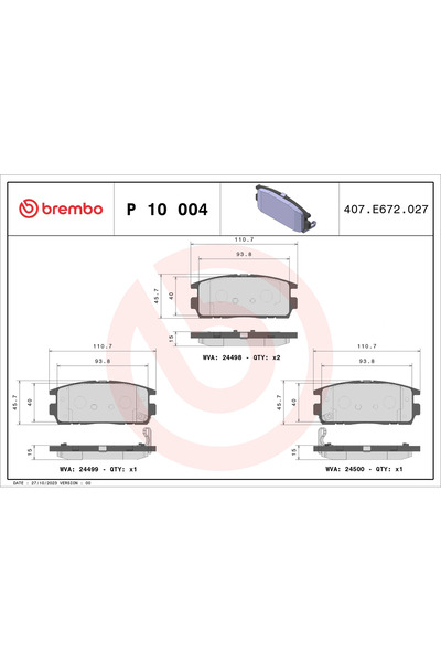 Brembo Set Placute Frana Frana Disc Chevrolet Captiva/Equinox Daewoo Winstorm