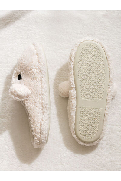 LC Waikiki Xside Ecru Dog Figured Plush Women's House Slippers
