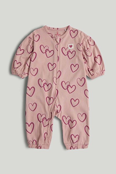 MOTHERCARE Pink Hearts Zip-Up All-in-One