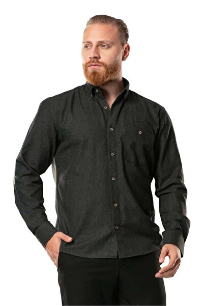 Eliş Şile Bezi Uzun Kol Oduncu Erkek Pazen Sonbahar ve Kışlık Gömlek Balıksırtı Füme 4043