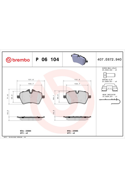 Brembo Комплект накладки за дискови спирачки Mini Mini