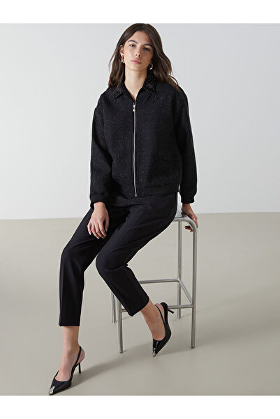 LC Waikiki Lcwaikiki Classic College Collar Shiny Look Women's Tweed Jacket