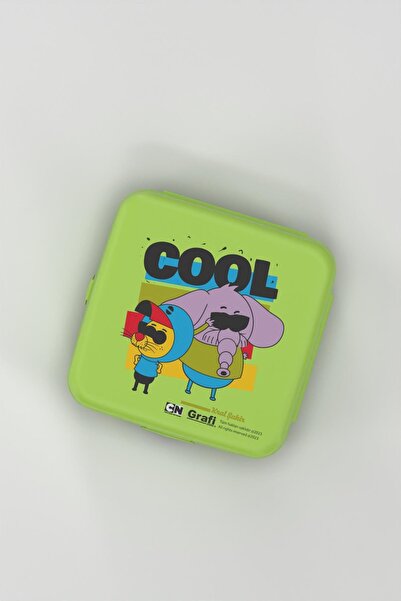 Renga Leya Kral Şakir Patterned 1000 ml Children's Nutrition Bowl and 500 ml Water Bottle Set 222051 Green