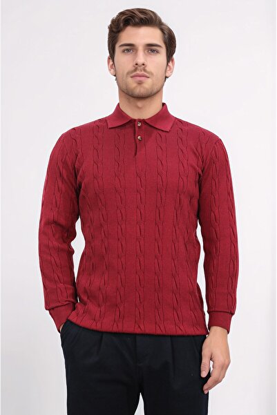 Velvarde saç örgü bordo triko kazak