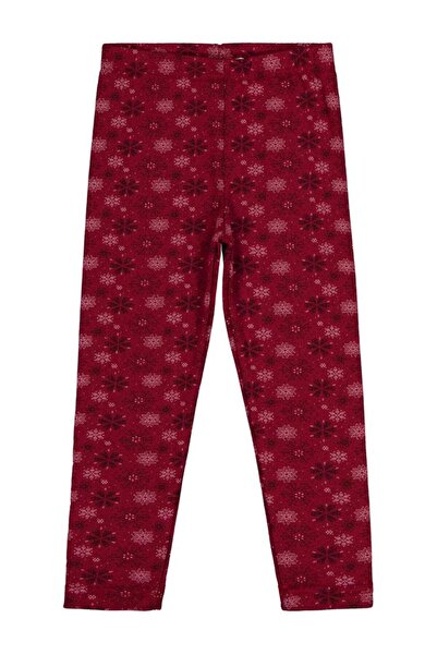Civil Girls Snowflake Pattern 6-9 Years Old Leggings - Burgundy 8-9 Years Old