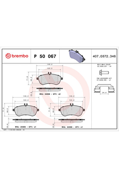 Brembo Set Placute Frana Frana Disc Mercedes-Benz C-Class/E-Class/Slk Mercede...