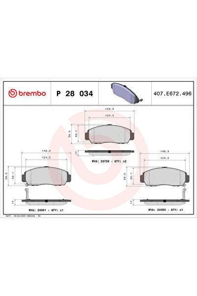 Brembo Set Placute Frana Frana Disc Acura Cl Cupe/Rl/Tl Byd F6/G6