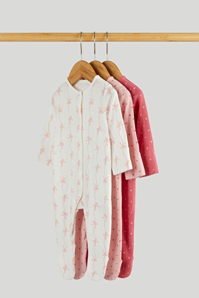 MOTHERCARE 3 Pack Heart Sleepsuits
