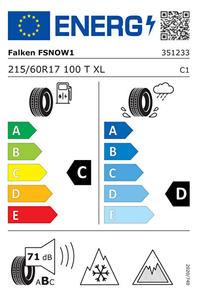 Falken Winter Tire WINTERPEAK F-SNOW 1 ( 215/60 R17 100T XL, Nordic compound )