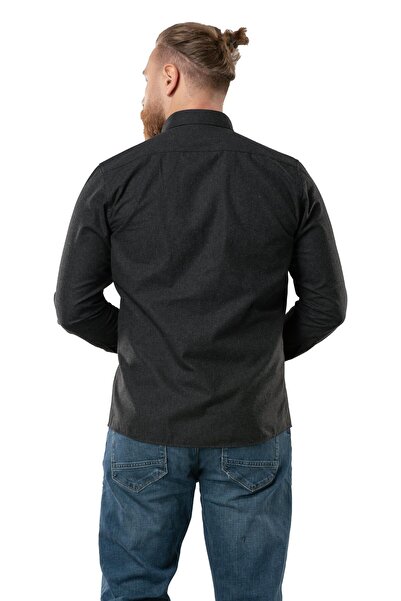 Eliş Şile Bezi Мъжка фланела с дълъг ръкав за есен и зима, черна 4006