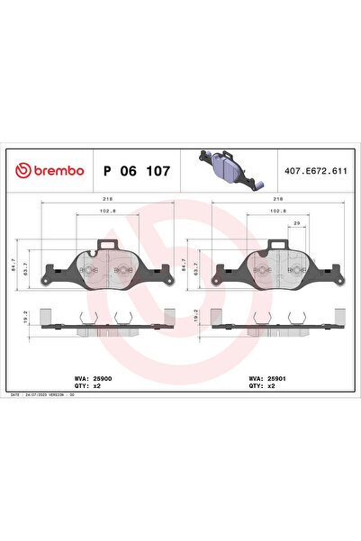 Brembo Комплект спирачни накладки за дискови спирачки BMW 3/5/6 Gran Turismo