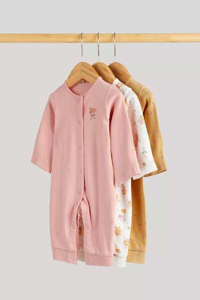 MOTHERCARE 3 Pack Floral Footless Sleepsuits