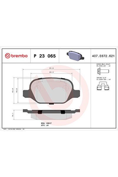 Brembo Set Placute Frana Frana Disc Alfa Romeo 147/156/Gt Fiat Linea