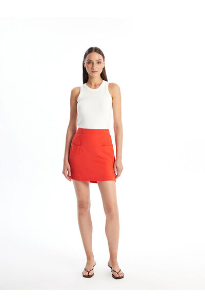 LC Waikiki Linen Blended Straight Women's Skirt - Zippered Waist