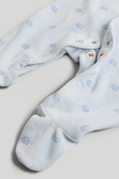 MOTHERCARE Blue Velour All-in-One