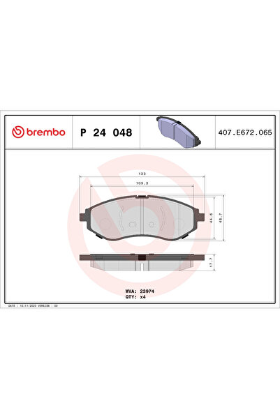 Brembo Set Placute Frana Frana Disc Chevrolet Aveo / Kalos Chevrolet (Sgm) Av...