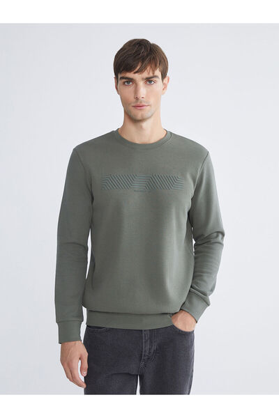 LC Waikiki Özmarka New Season Crew Neck Printed Men's Thick Sweatshirt