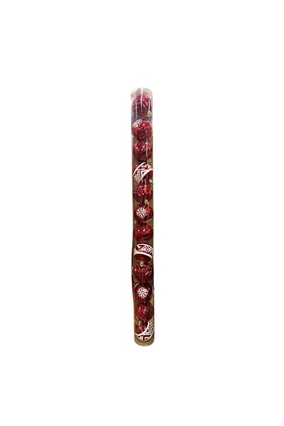 Clini Set of 12 red Christmas tree baubles, 2x-0599, 6 cm
