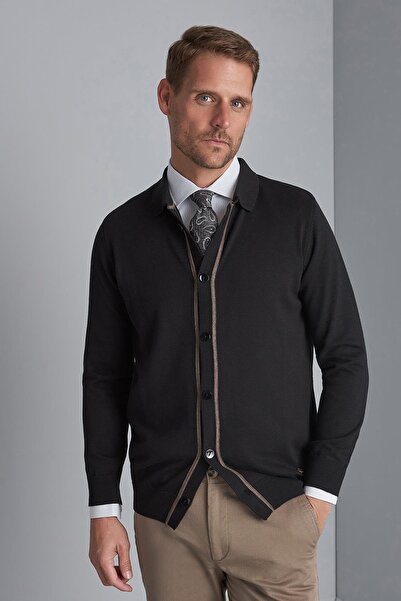 İgs Чорний стандартний крій, вузький фасон, на ґудзиках, прямий, з довгими рукавами, трикотажний кардиган