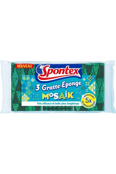 Spontex إسفنجة موزاييك 3 جراتي، قابلة للتحلل الحيوي بنسبة 100%، مضادة للبكتير...