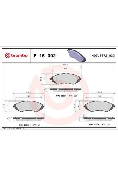 Brembo Set Placute Frana Frana Disc Buick (Sgm) Excelle Limuzina Chevrolet Ev...