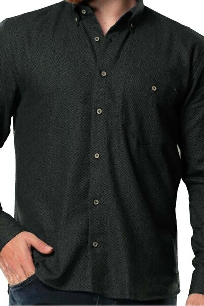 Eliş Şile Bezi Uzun Kol Oduncu Erkek Pazen Sonbahar ve Kışlık Gömlek Petek Haki 4042