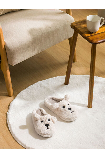 LC Waikiki Xside Ecru Dog Figured Plush Women's House Slippers