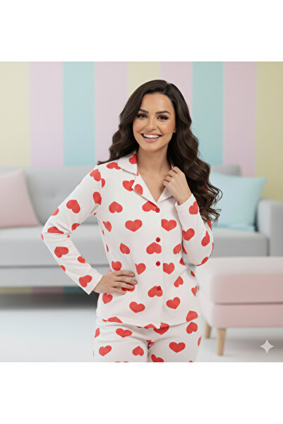 sleeproom Women's Viscose Buttoned Pajama Set Printed