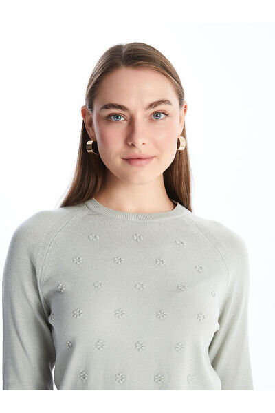 LC Waikiki Crew Neck Self Patterned Long Sleeve Women's Knitwear Sweater