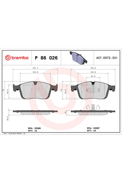 Brembo Set Placute Frana Frana Disc Volvo XC60 1 Suv/XC60 1 Van
